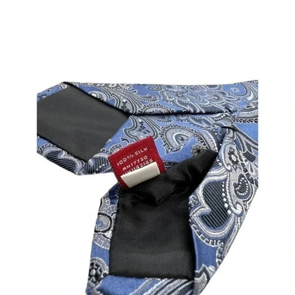 Merona 100% Silk Neck Tie Necktie‎ Slim Plaid Blue Paisley 3.5 x 58 inches​​​